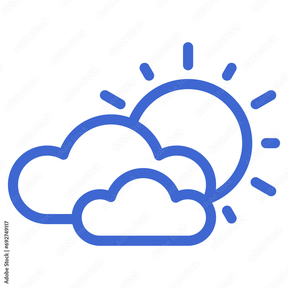 Icon of cloudy day for weather forecast app on white background Icon of cloudy day for weather forecast app on white background