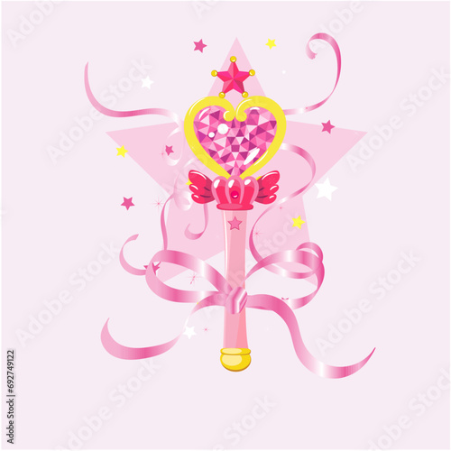 cetro magico rosa con corazon de diamante