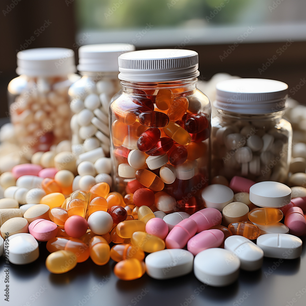 Lots of different colorful medicine pills. many different pills close-up. medical background. Pharmacy theme. Lots of different colorful medicine pills. many different pills close-up. medical background. Pharmacy theme.