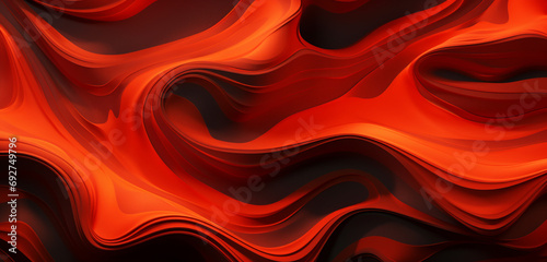 A high-definition image of a 3D wall texture with an abstract, flowing lava design in vibrant red and orange. 8k,