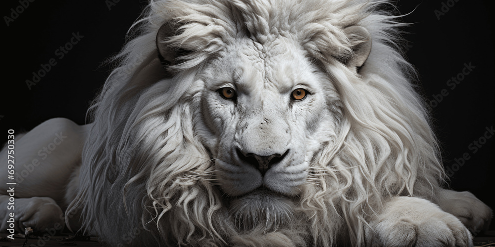 rare magnificent male white albino lion