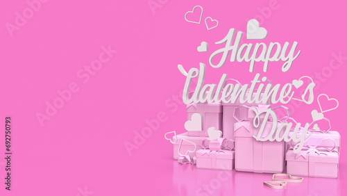 The pink gift box for Valentine's Day concept 3d rendering