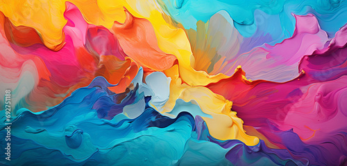 A realistic image showcasing a 3D wall texture with a vibrant, abstract splash paint design in bright colors. 8k, photo
