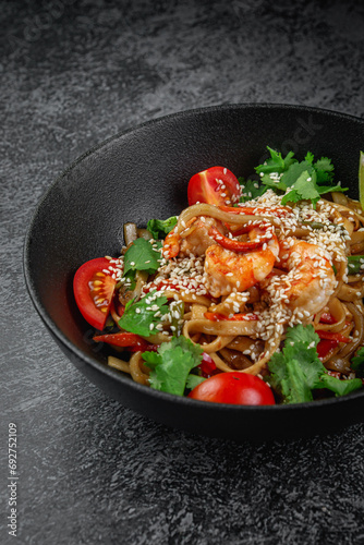 Shrimp udon noodles