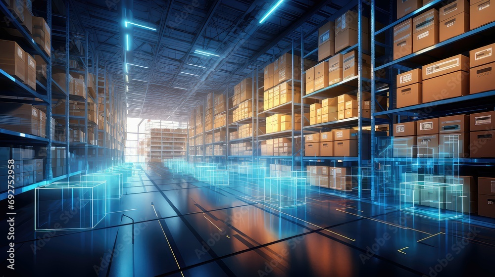 Fototapeta premium storage stock warehouse background illustration distribution supply, shipment organization, inventory control storage stock warehouse background