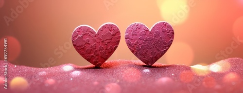 Valentines Day Decoration love hearts on a bokeh background, wallpaper, design, birthdays, design