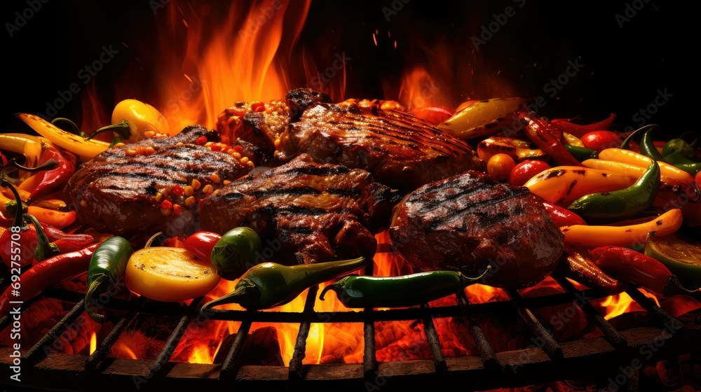 sear fire bbq food illustration flame cook, barbecue meat, steak chicken sear fire bbq food