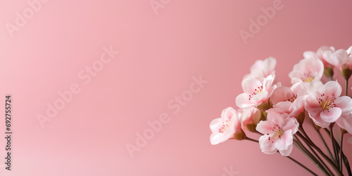 Cherry blossoms, pink background color, gift or thank you postcard