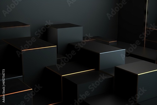 advertising commercial background geometric dark rendering 3D simple pedestal exhibition display show modern object racked template box cube isolated empty white three-dimensional abstract art
