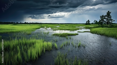bog swampy marsh landscape illustration swamp fen, estuary reed, wildlife vegetation bog swampy marsh landscape photo