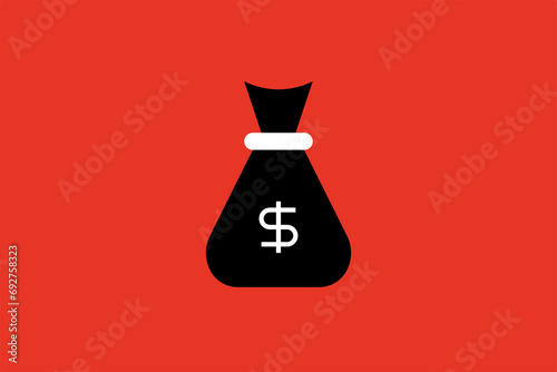 money bag with dollar sign illustration. Vector illustration in flat style design.	 photo