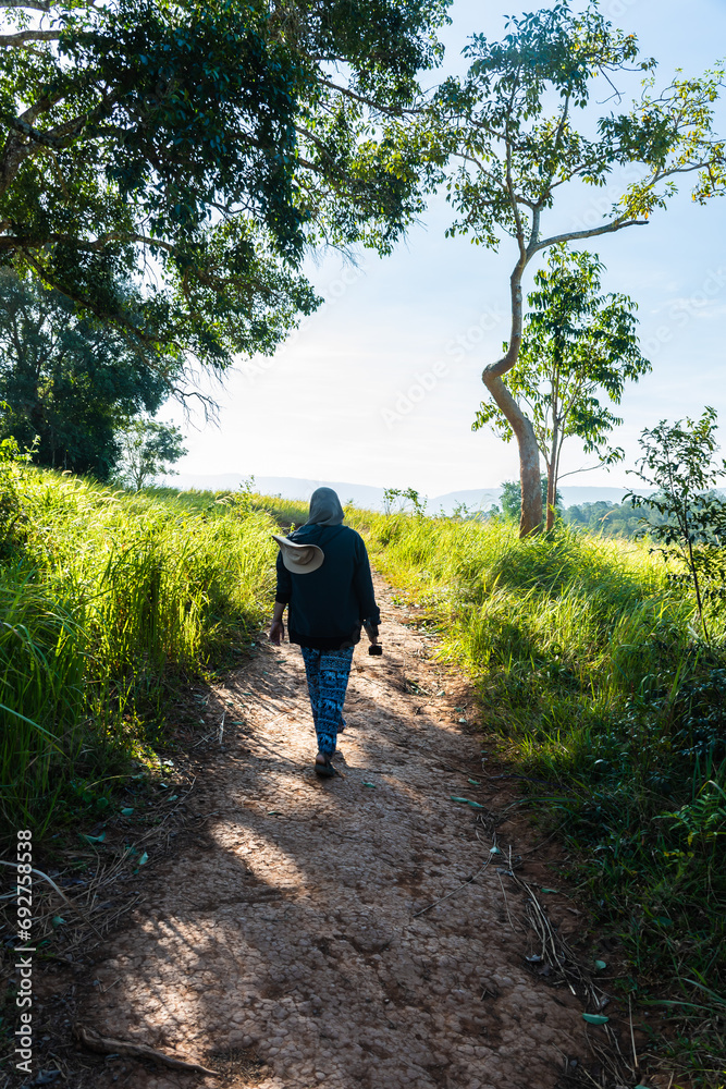 Tourists are walking on the nature trail. Tourists are walking on the nature trail.
