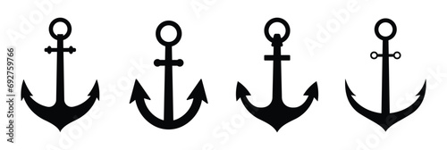 Anchors icons set.Nautical symbol vector.Vector illustration