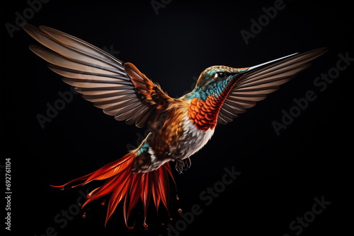 Fiery Flight of Hummingbird © Canvas Alchemy