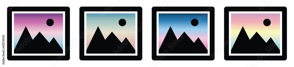 Gallery icon icon set. Picture icons set. Image icon, picture symbol, photo signs on transparent background. Vector illustration Gallery icon icon set. Picture icons set. Image icon, picture symbol, photo signs on transparent background. Vector illustration
