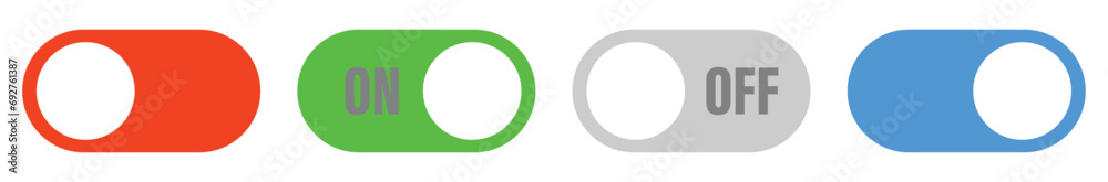 On-off icon icon set.Slider interface power icons on white background ...