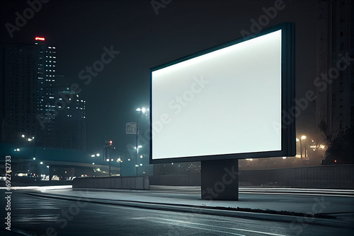Blank billboard at night, clipping path included. High quality illustration
