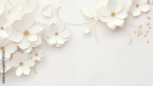 A charming greeting card template adorned with delicate white flowers.