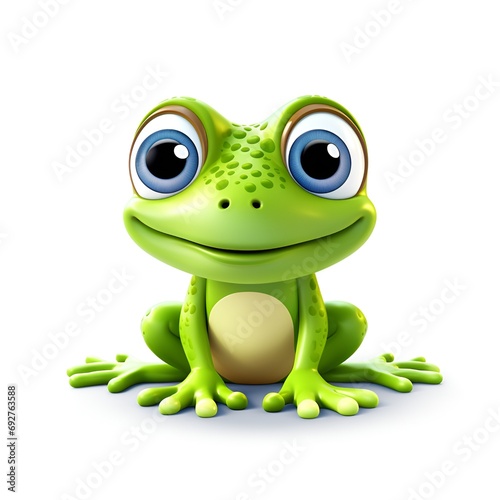 Cute 3D Frog Cartoon Icon on White Background