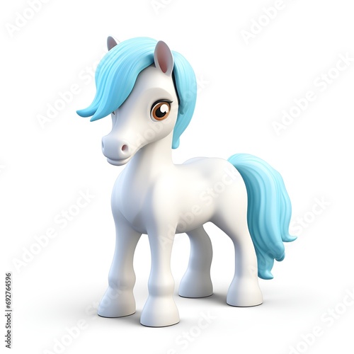 Cute 3D Horse Cartoon Icon on White Background