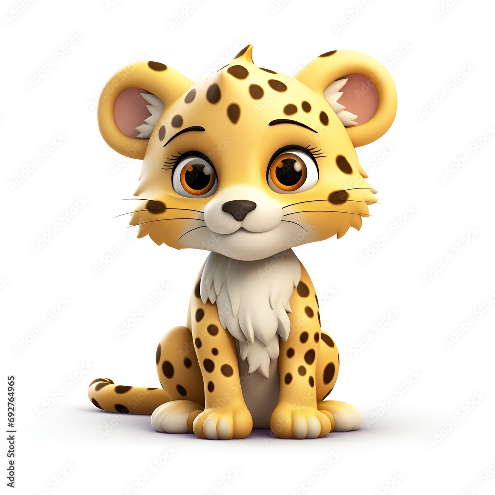 Cute 3D Leopard Icon on White Background Cute 3D Leopard Icon on White Background