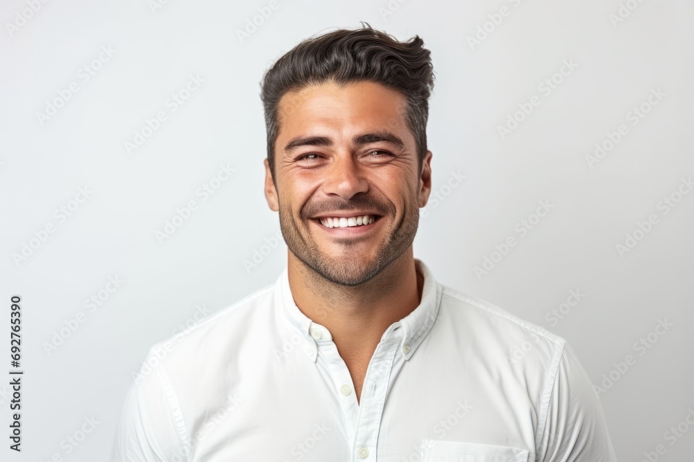 Portrait of a handsome young man smiling and looking at camera. Portrait of a handsome young man smiling and looking at camera.