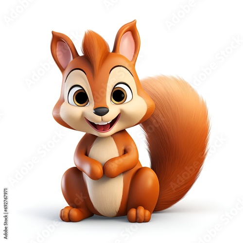 Adorable 3D Squirrel Cartoon Icon on White Background
