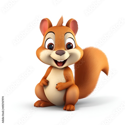 Adorable 3D Squirrel Cartoon Icon on White Background