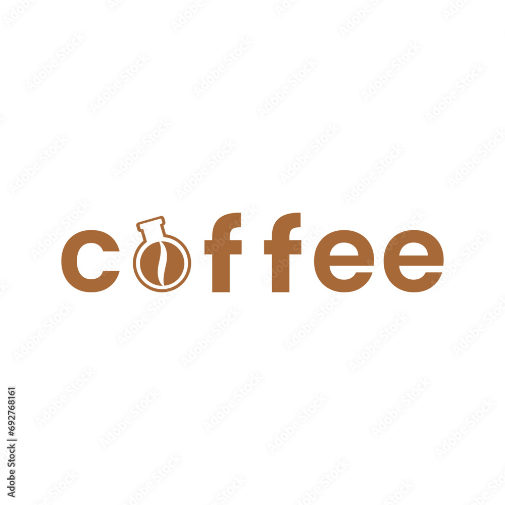 Letter mark logo coffee plus Erlenmeyer object laboratory simple science logo, Consider incorporating a stylized, clean and minimalist design, isolated by white color Letter mark logo coffee plus Erlenmeyer object laboratory simple science logo, Consider incorporating a stylized, clean and minimalist design, isolated by white color