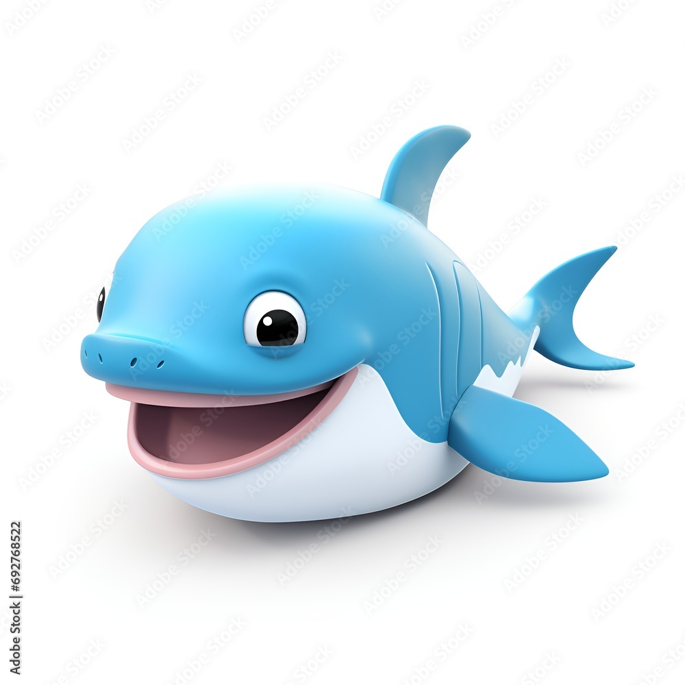 Cute 3D Dolphin Cartoon Icon on White Background Cute 3D Dolphin Cartoon Icon on White Background