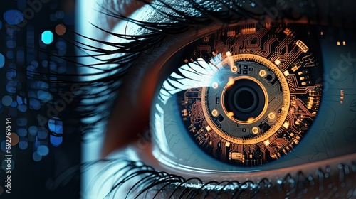 Digital Surveillance Extreme Close-Up of Robotic or Bio