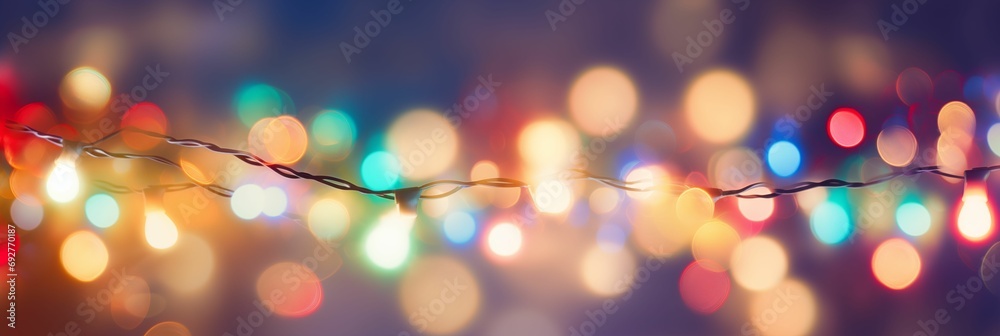Colorful bokeh and retro string lights background. Colorful bokeh and retro string lights background.