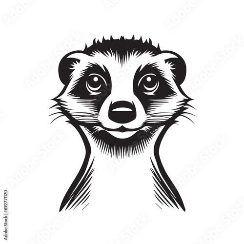 Meerkat in cartoon, doodle style. Isolated 2d vector illustration in logo, icon, sketch style, Eps 10, black and white. AI Generative photo
