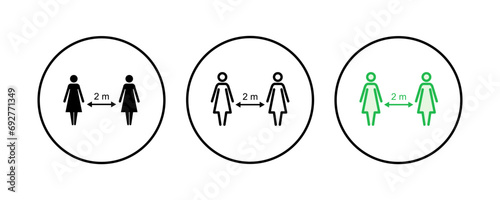 Social distancing icon set. social distance icon. self quarantine sign