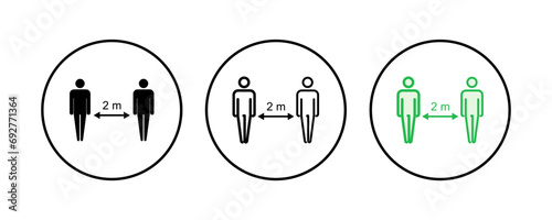 Social distance icon set. social distancing icon. self quarantine sign