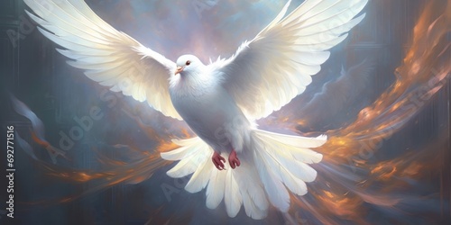 White dove is symbol of purity and peace. photo