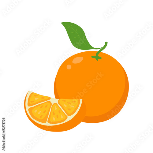 Illustration Orange fruit. Vitamin C in citrus fruits. Vector.