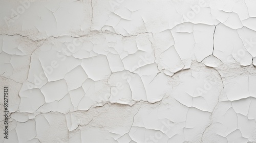 Weathered white wall decorated with intricate cracks.
