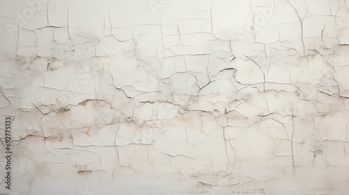 Weathered white wall decorated with intricate cracks.