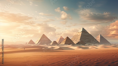Egyptian Pyramids On The Background Of The Desert Sands
