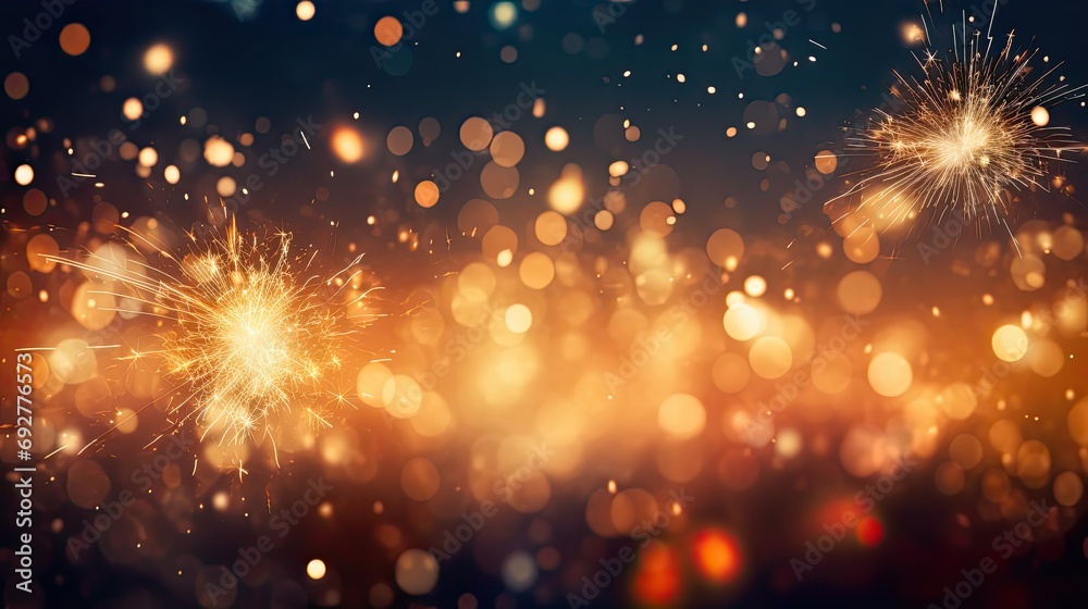 empty firework background with bokeh at night