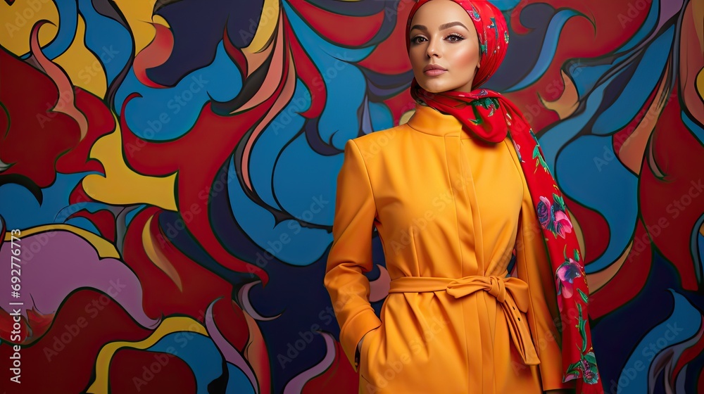 Fototapeta premium modern colorful stylish outfit photoshoot of a muslim