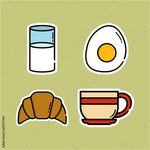 A close-up of a cup of coffee, a croissant, and a croissant. This asset is perfect for café menus, food blogs, bakery advertisements, and social media posts.