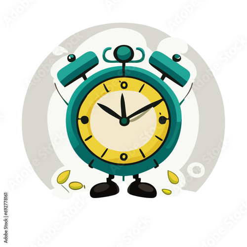 alarm clock character, clock cartoon, clock cartoon vector, beautiful cartoon character of a clock smiling, clock illustration, time is running out.