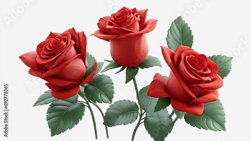 Red color Rose flowers  floral Clipart, high quality resolution, beautiful flowers, 3d  design. 