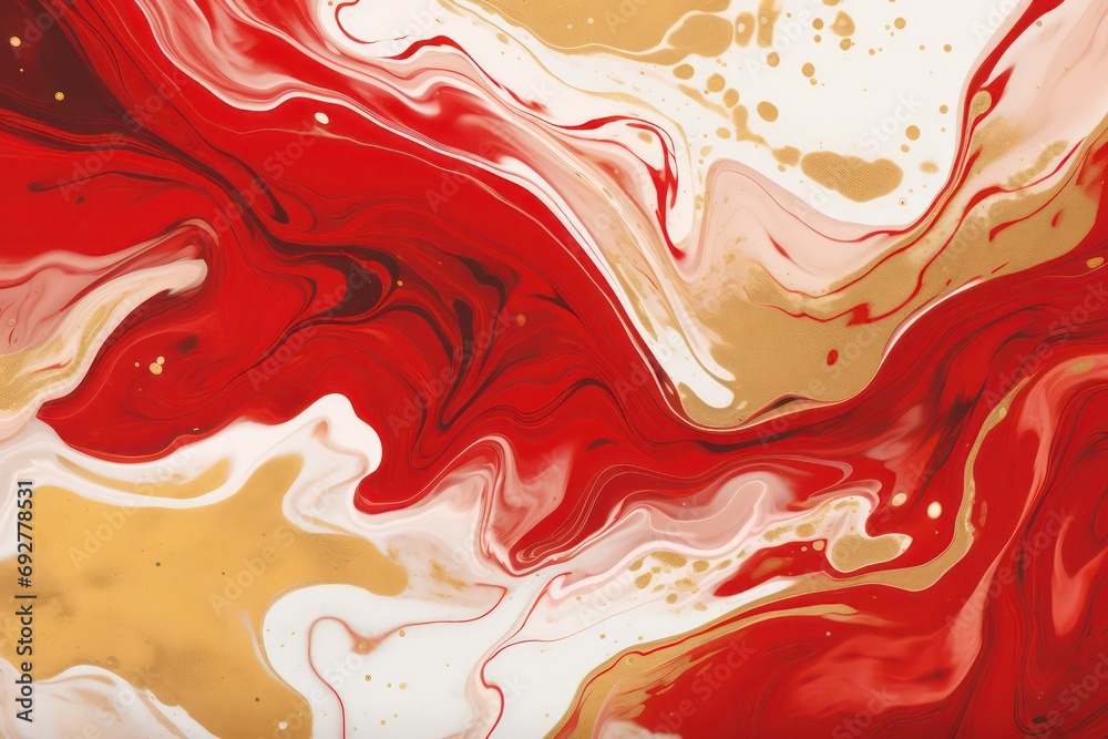 texture gold red white marble fluid illustration pattern. Desktop Wallpaper. Generative AI
