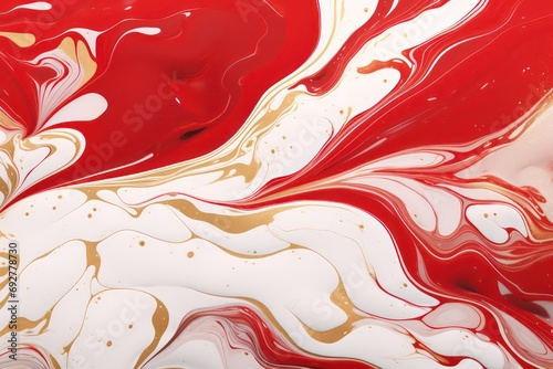 Beautiful Abstract Desktop Wallpaper. Fluid Art. Abstract Wallpaper. Abstract Art. Red White Gold Fluid Painting. AI generated.