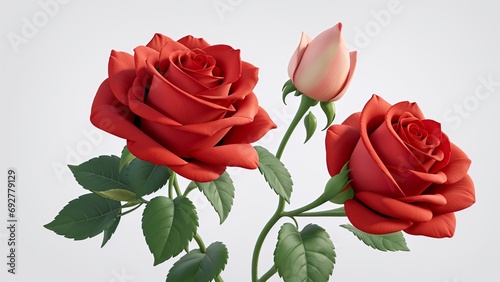 Red color Rose flowers  floral Clipart, high quality resolution, beautiful flowers, 3d  design. 