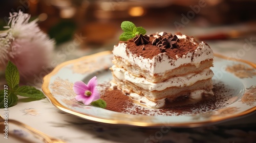 creamy portion tiramisu food illustration indulgent italian, chocolate mascarpone, cake slice creamy portion tiramisu food