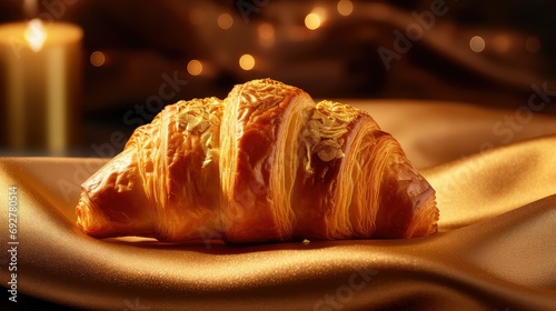 delicious gold croissan food illustration flaky butter, pastry breakfast, french gourmet delicious gold croissan food photo